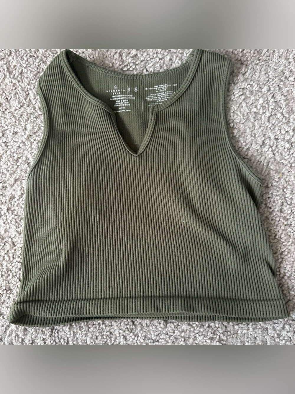 Boom Boom Jeans Olive Green Ribbed V-Notch Crop Top